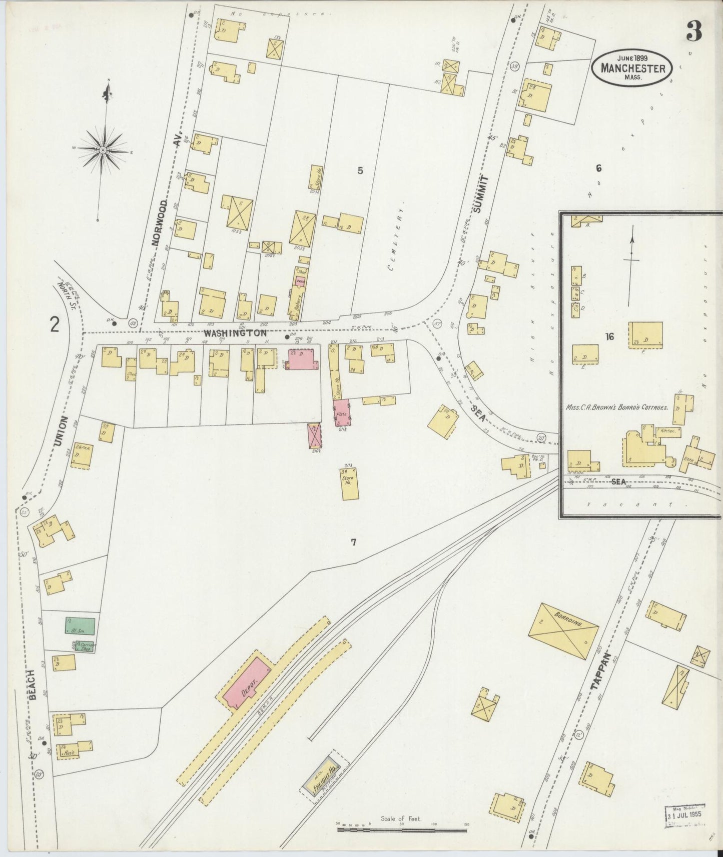 Sanborn Fire Insurance Map from Manchester, Essex County, Massachusetts (1899), Sheet #0003 - Complete Map Set gallery image, historic Sanborn map, vintage wall art, Massachusetts Massachusetts