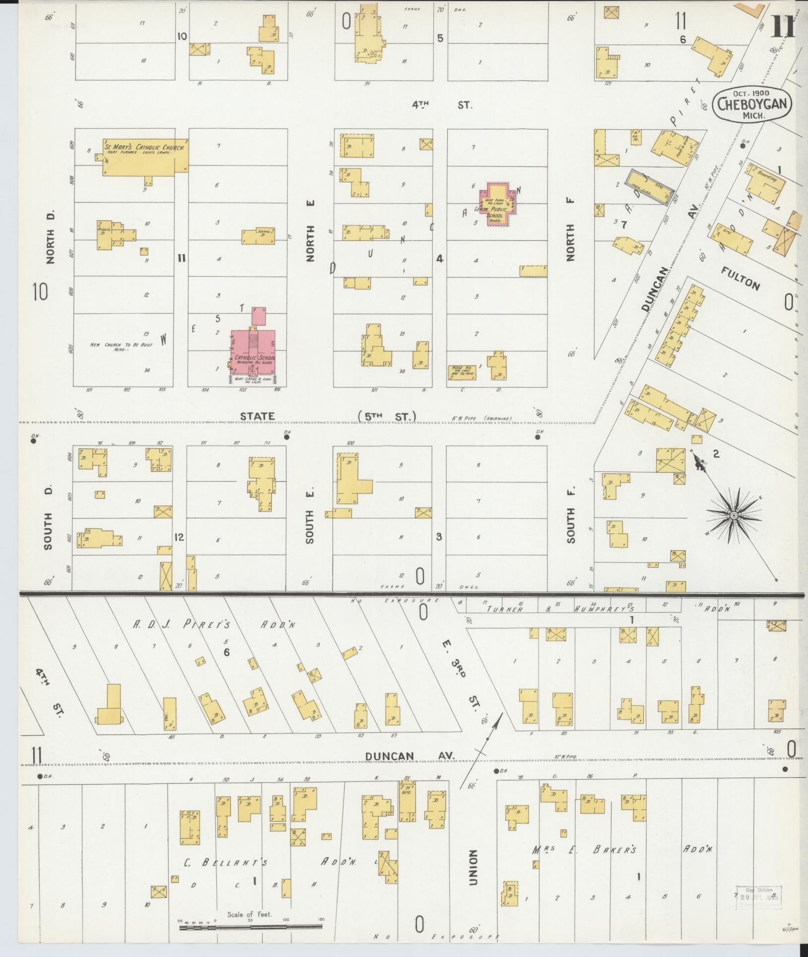 Sanborn Fire Insurance Map from Cheboygan, Cheboygan County, Michigan (1900), Sheet #0011 - Historic Sanborn Fire Insurance Map Print, vintage old map wall art, antique decor, genealogy gift, Michigan Michigan map