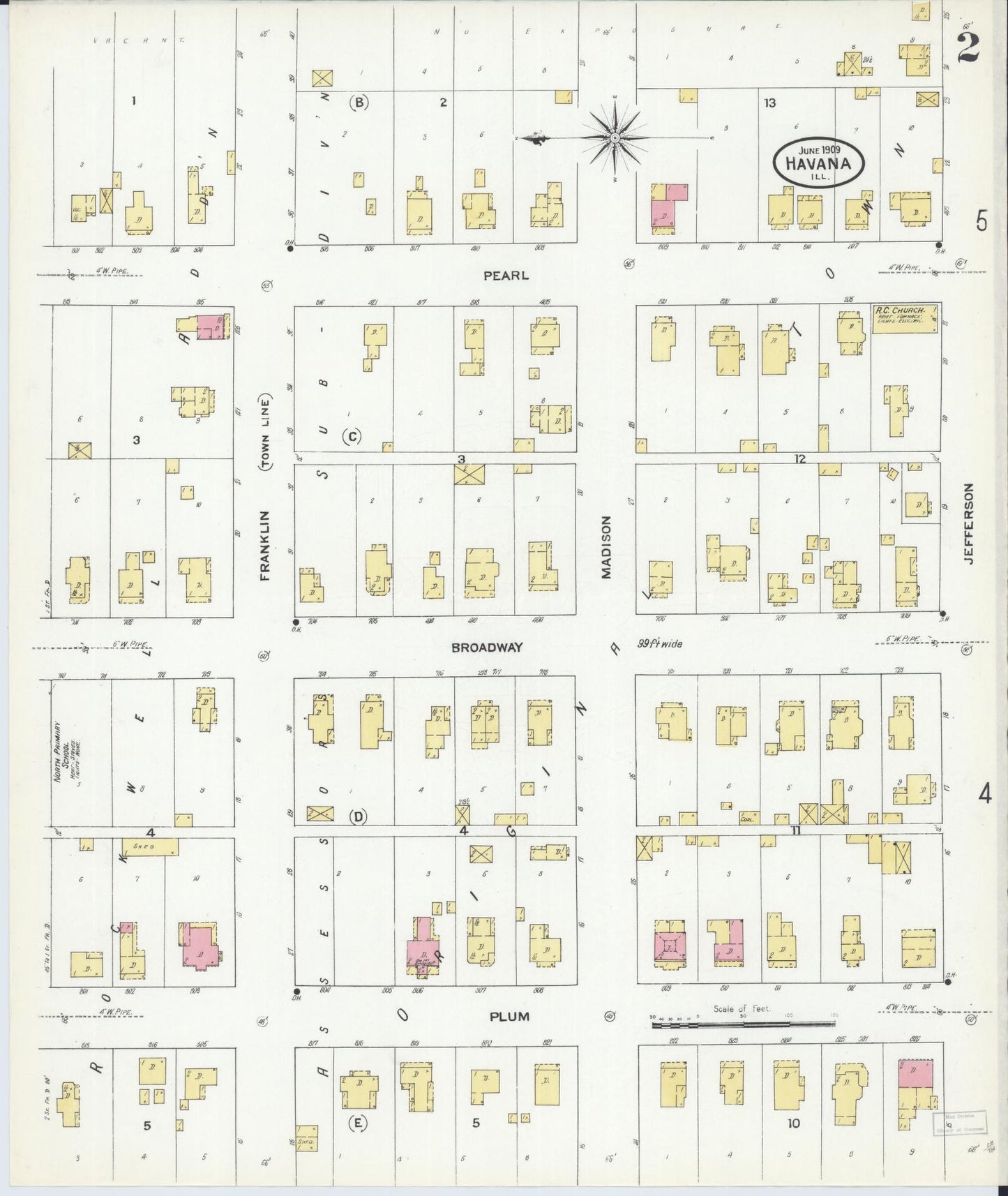 Sanborn Fire Insurance Map from Havana, Mason County, Illinois (1909), Sheet #0002 - Historic Sanborn Fire Insurance Map Print, vintage old map wall art, antique decor, genealogy gift, Illinois Illinois map
