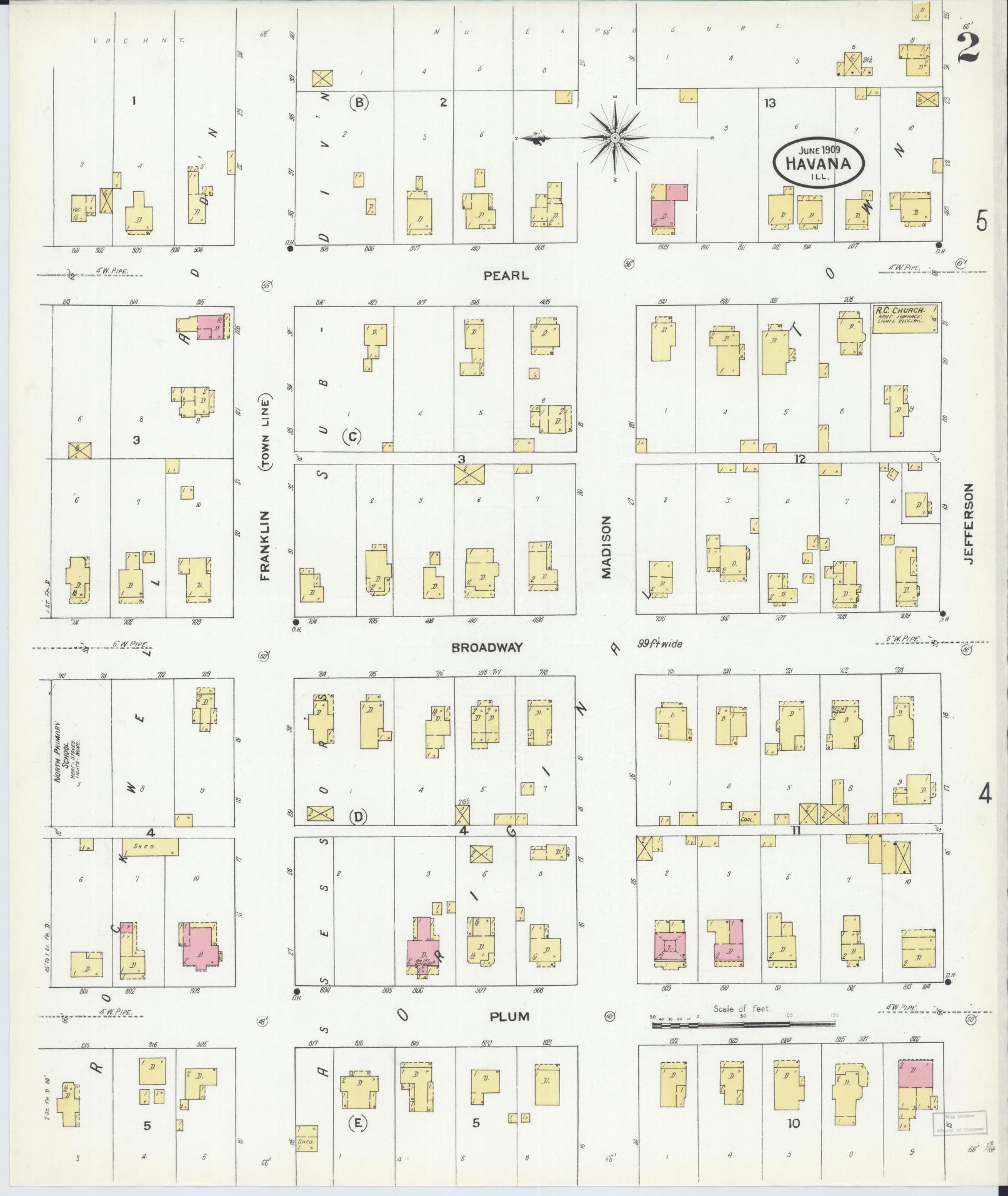 Sanborn Fire Insurance Map from Havana, Mason County, Illinois (1909), Sheet #0002 - Historic Sanborn Fire Insurance Map Print, vintage old map wall art, antique decor, genealogy gift, Illinois Illinois map