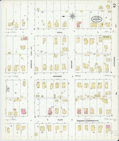 Sanborn Fire Insurance Map from Havana, Mason County, Illinois (1909), Sheet #0002 - Historic Sanborn Fire Insurance Map Print, vintage old map wall art, antique decor, genealogy gift, Illinois Illinois map