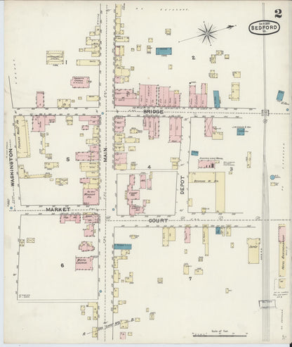 Sanborn Fire Insurance Map from Bedford, Independent Cities, Virginia (1891), Sheet #0002 - Complete Map Set gallery image, historic Sanborn map, vintage wall art, Virginia Virginia