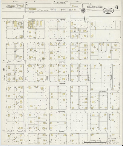 Sanborn Fire Insurance Map from Merkel, Taylor County, Texas (1914), Sheet #0006 - Historic Sanborn Fire Insurance Map Print, vintage old map wall art, antique decor, genealogy gift, Texas Texas map