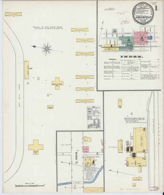 Sanborn Fire Insurance Map from Greenfield, Hancock County, Indiana (1892), Sheet #0001 - Complete Map Set gallery image, historic Sanborn map, vintage wall art, Indiana Indiana