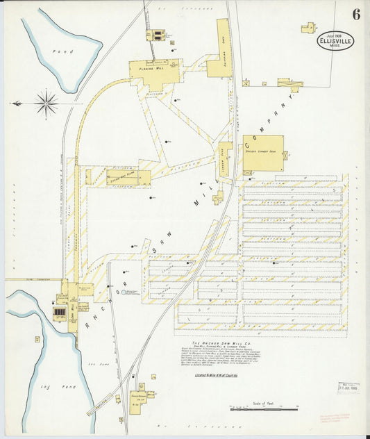 Sanborn Fire Insurance Map from Ellisville, Jones County, Mississippi (1909), Sheet #0006 - Historic Sanborn Fire Insurance Map Print, vintage old map wall art, antique decor, genealogy gift, Mississippi Mississippi map