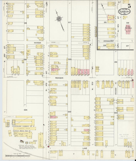 Sanborn Fire Insurance Map from Sunbury, Northumberland County, Pennsylvania (1912), Sheet #0005 - Historic Sanborn Fire Insurance Map Print, vintage old map wall art, antique decor, genealogy gift, Pennsylvania Pennsylvania map
