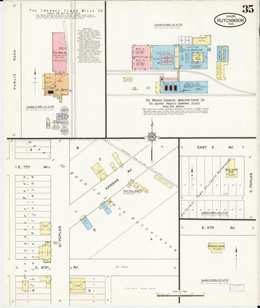 Sanborn Fire Insurance Map from Hutchinson, Reno County, Kansas (1915), Sheet #0036 - Historic Sanborn Fire Insurance Map Print, vintage old map wall art, antique decor, genealogy gift, Kansas Kansas map