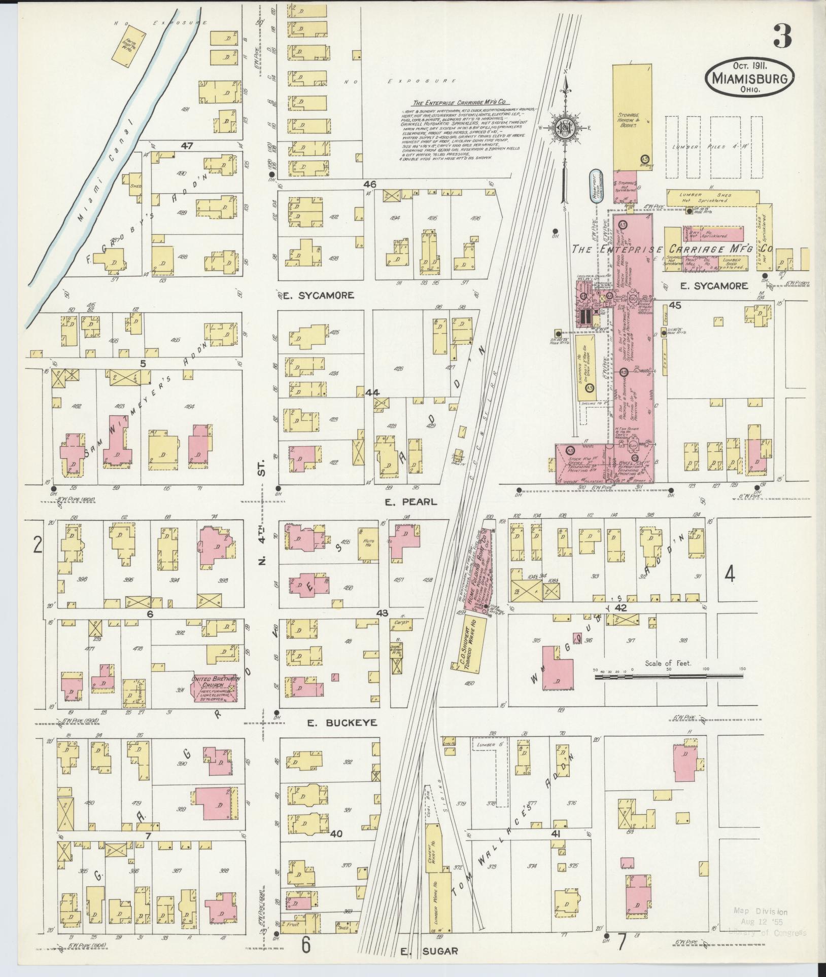 Sanborn Fire Insurance Map from Miamisburg, Montgomery County, Ohio (1911), Sheet #0003 - Complete Map Set gallery image, historic Sanborn map, vintage wall art, Ohio Ohio
