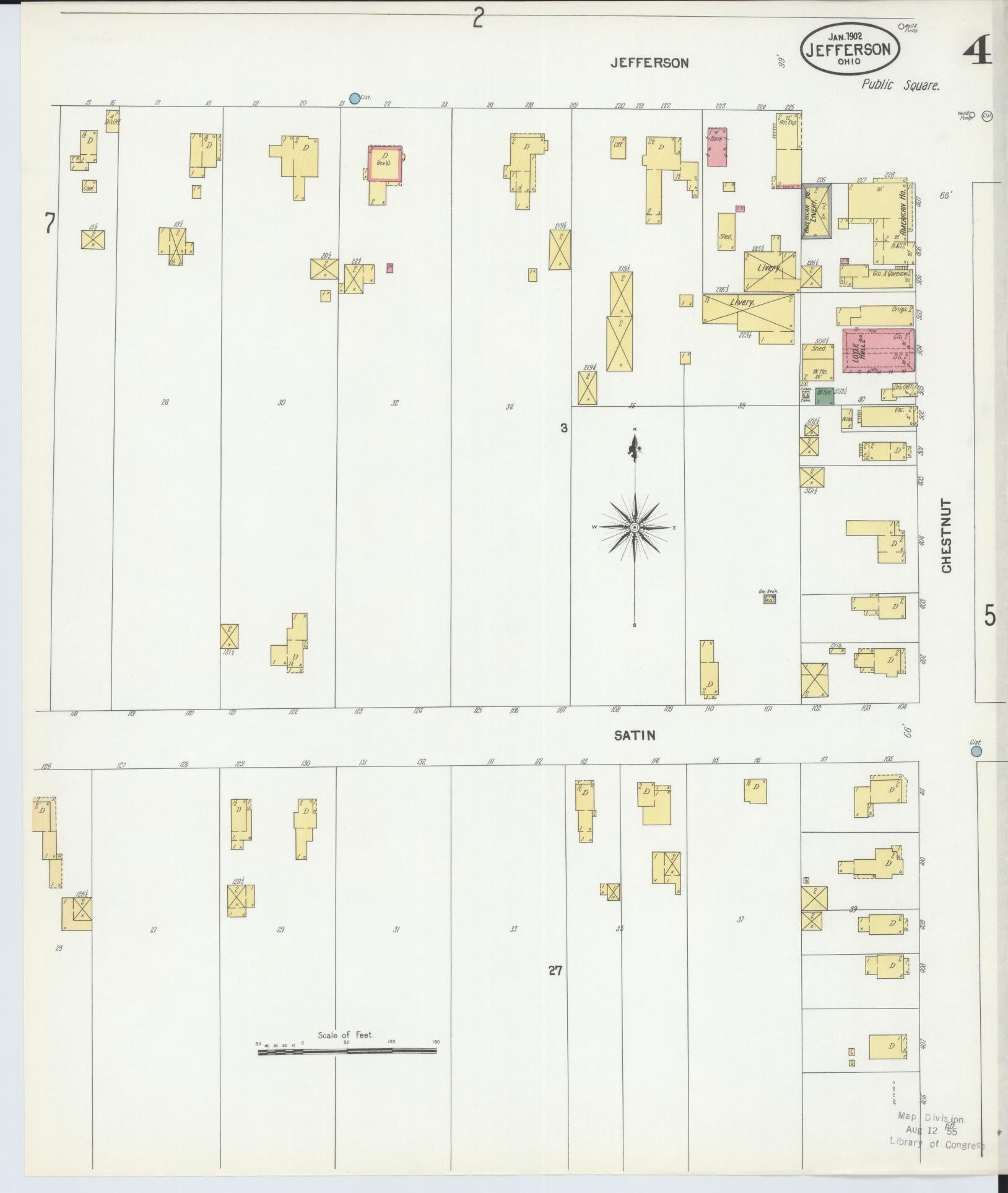 Sanborn Fire Insurance Map from Jefferson, Ashtabula County, Ohio (1902), Sheet #0004 - Complete Map Set gallery image, historic Sanborn map, vintage wall art, Ohio Ohio
