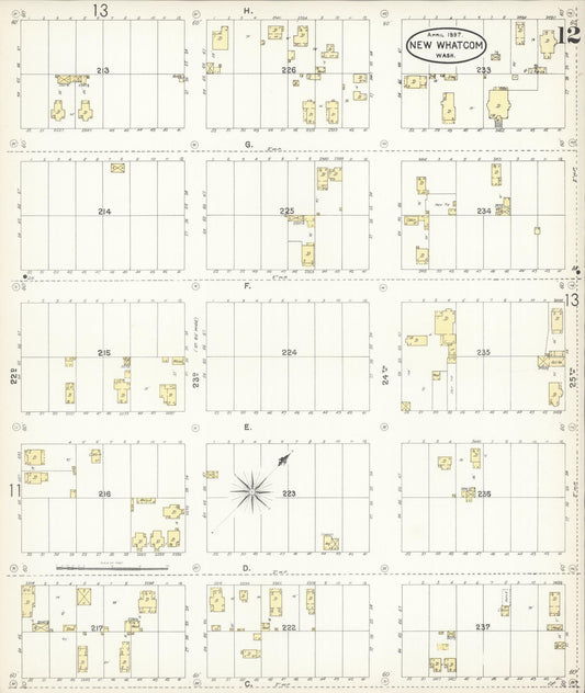 Sanborn Fire Insurance Map from New Whatcom, Whatcom County, Washington (1897), Sheet #0012 - Historic Sanborn Fire Insurance Map Print, vintage old map wall art, antique decor, genealogy gift, Washington Washington map