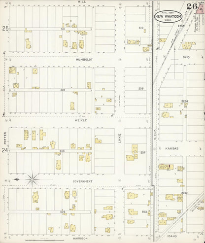 Sanborn Fire Insurance Map from New Whatcom, Whatcom County, Washington (1897), Sheet #0026 - Complete Map Set gallery image, historic Sanborn map, vintage wall art, Washington Washington