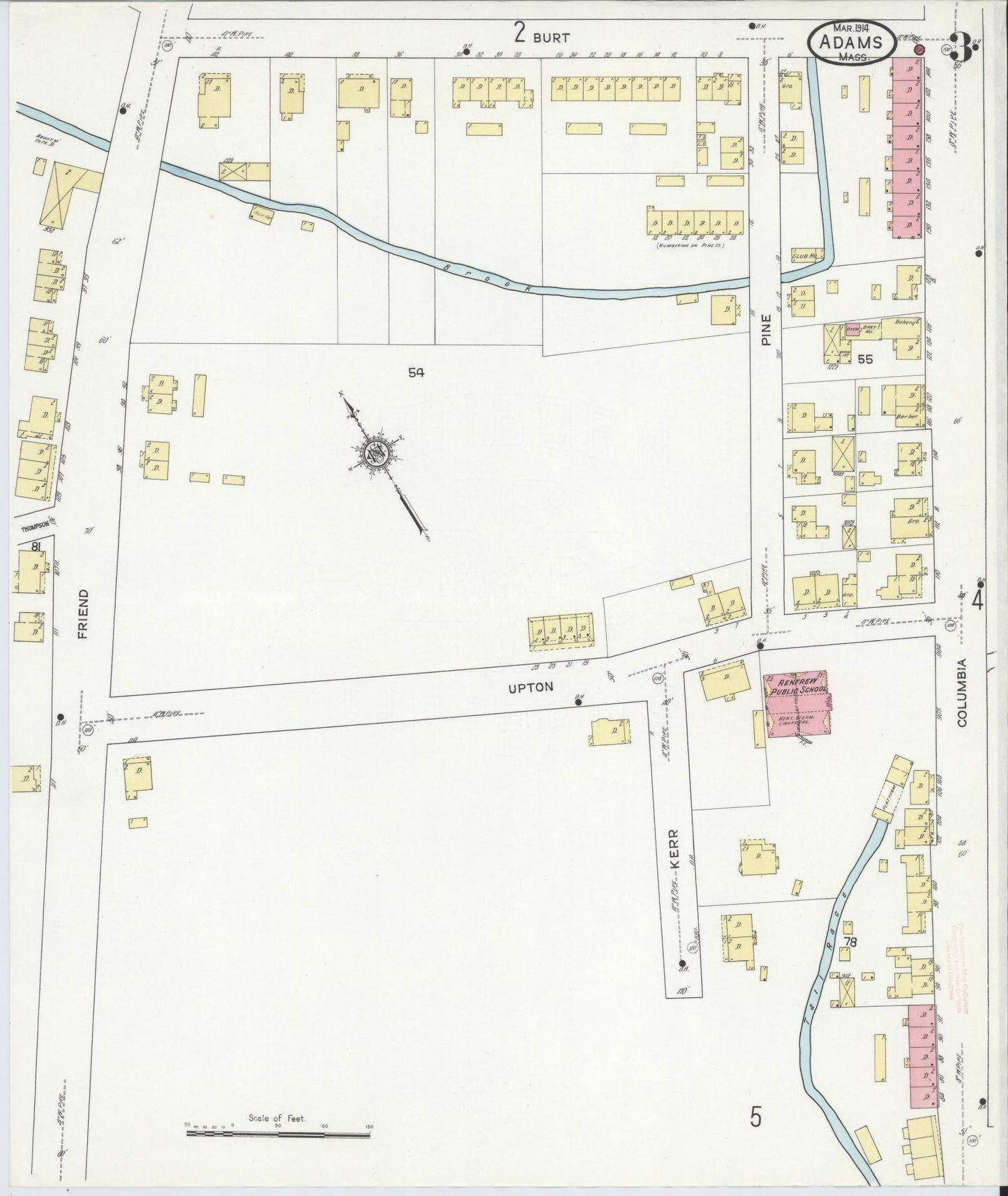 Sanborn Fire Insurance Map from Adams, Berkshire County, Massachusetts (1914), Sheet #0003 - Complete Map Set gallery image, historic Sanborn map, vintage wall art, Massachusetts Massachusetts