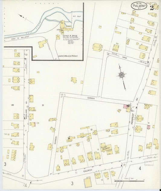 Sanborn Fire Insurance Map from Philmont, Columbia County, New York (1912), Sheet #0002 - Historic Sanborn Fire Insurance Map Print, vintage old map wall art, antique decor, genealogy gift, New York New York map