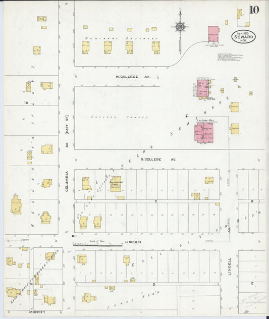 Sanborn Fire Insurance Map from Seward, Seward County, Nebraska (1910), Sheet #0010 - Historic Sanborn Fire Insurance Map Print, vintage old map wall art, antique decor, genealogy gift, Nebraska Nebraska map