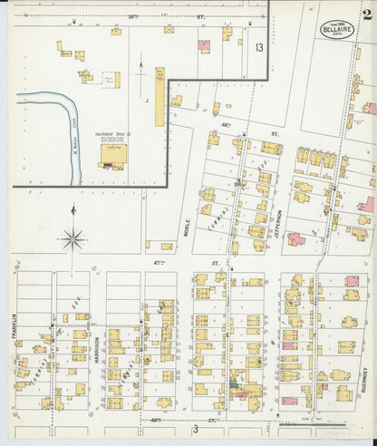 Sanborn Fire Insurance Map from Bellaire, Belmont County, Ohio (1900), Sheet #0002 - Historic Sanborn Fire Insurance Map Print, vintage old map wall art, antique decor, genealogy gift, Ohio Ohio map
