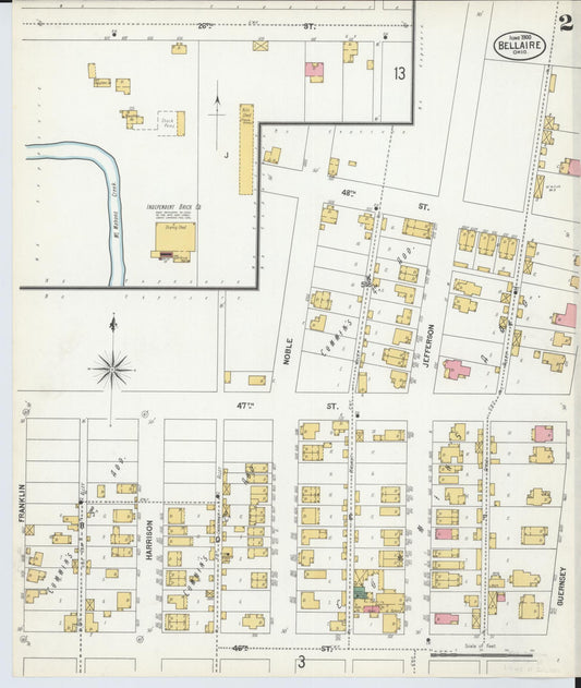 Sanborn Fire Insurance Map from Bellaire, Belmont County, Ohio (1900), Sheet #0002 - Historic Sanborn Fire Insurance Map Print, vintage old map wall art, antique decor, genealogy gift, Ohio Ohio map