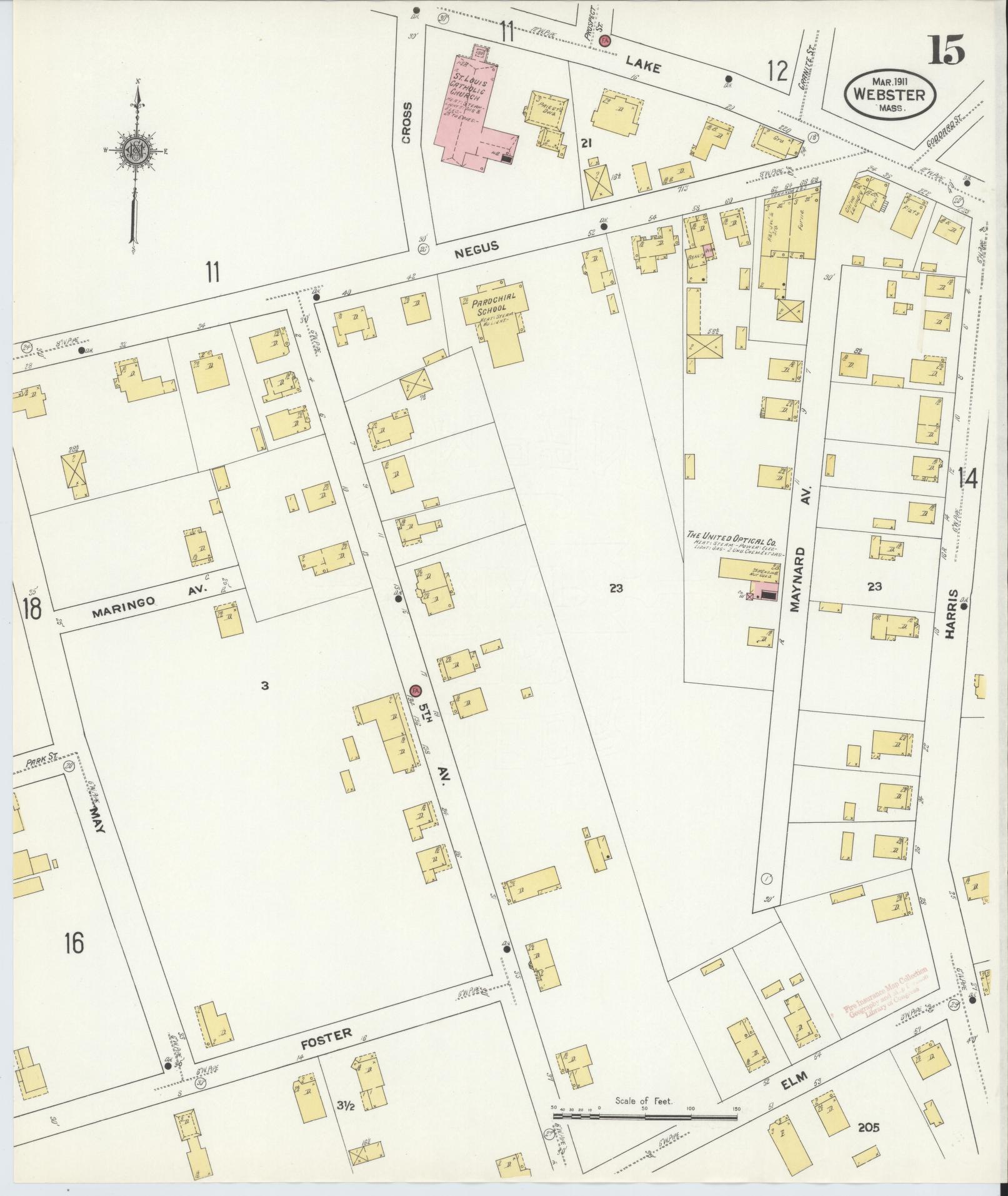 Sanborn Fire Insurance Map from Webster, Worcester County, Massachusetts (1911), Sheet #0015 - Complete Map Set gallery image, historic Sanborn map, vintage wall art, Massachusetts Massachusetts