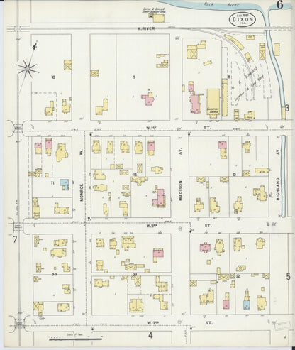 Sanborn Fire Insurance Map from Dixon, Lee County, Illinois (1897), Sheet #0006 - Complete Map Set gallery image, historic Sanborn map, vintage wall art, Illinois Illinois