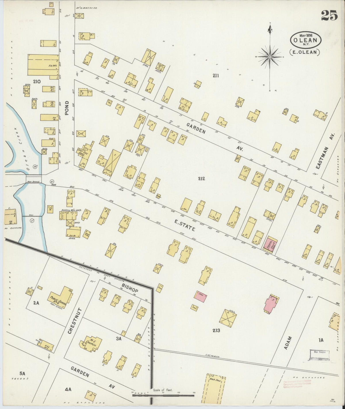 Sanborn Fire Insurance Map from Olean, Cattaraugus County, New York (1898), Sheet #0025 - Complete Map Set gallery image, historic Sanborn map, vintage wall art, New York New York