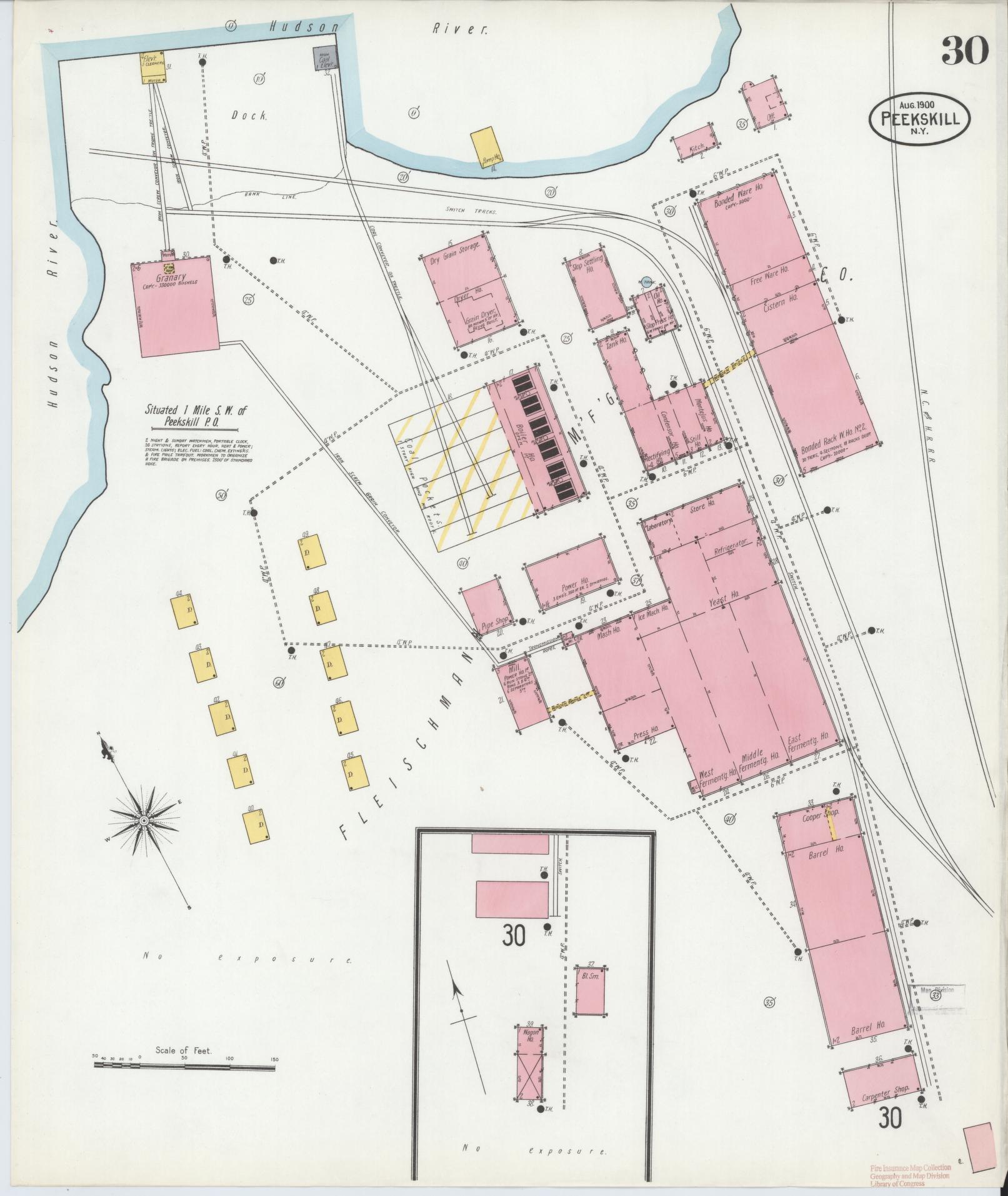 Sanborn Fire Insurance Map from Peekskill, Westchester County, New York (1900), Sheet #0030 - Complete Map Set gallery image, historic Sanborn map, vintage wall art, New York New York