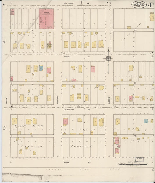Sanborn Fire Insurance Map from Worland, Washakie County, Wyoming (1918), Sheet #0004 - Historic Sanborn Fire Insurance Map Print, vintage old map wall art, antique decor, genealogy gift, Wyoming Wyoming map