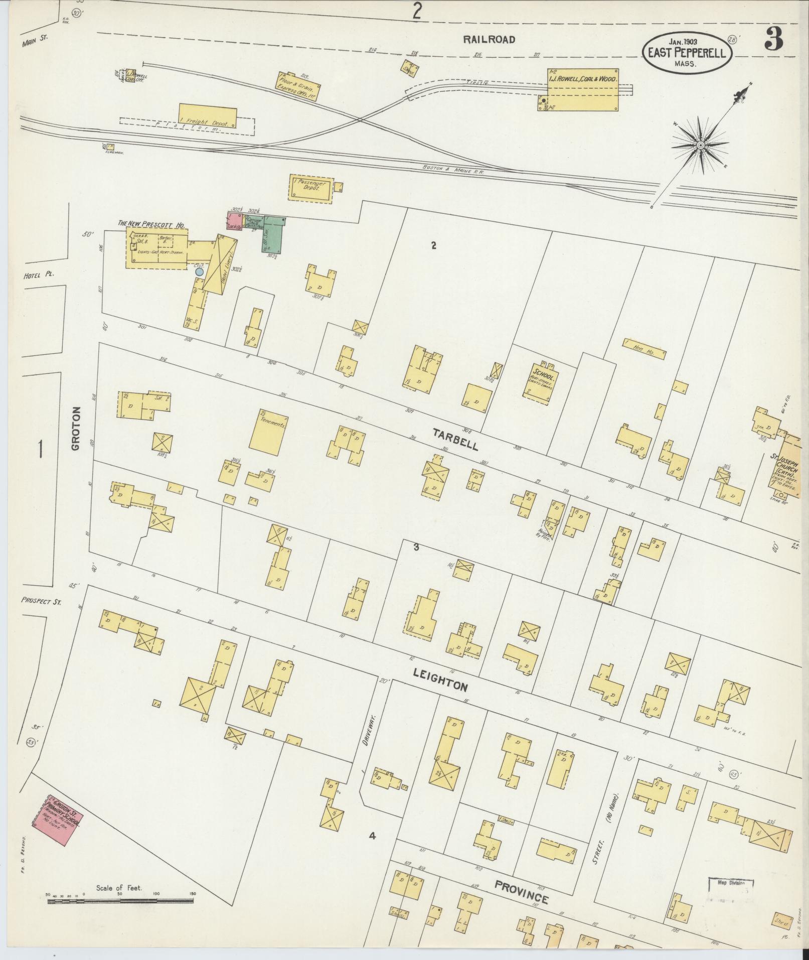 Sanborn Fire Insurance Map from East Pepperell, Middlesex County, Massachusetts (1903), Sheet #0003 - Complete Map Set gallery image, historic Sanborn map, vintage wall art, Massachusetts Massachusetts