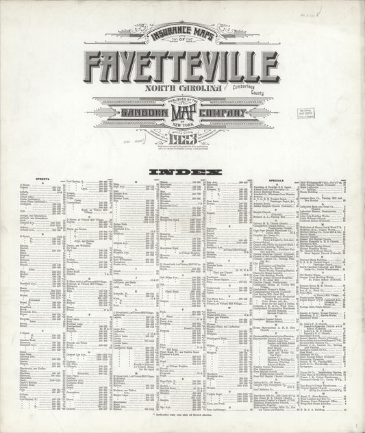 Sanborn Fire Insurance Map from Fayetteville, Cumberland County, North Carolina (1923), Sheet #0001 - Historic Sanborn Fire Insurance Map Print, vintage old map wall art, antique decor, genealogy gift, North Carolina North Carolina map