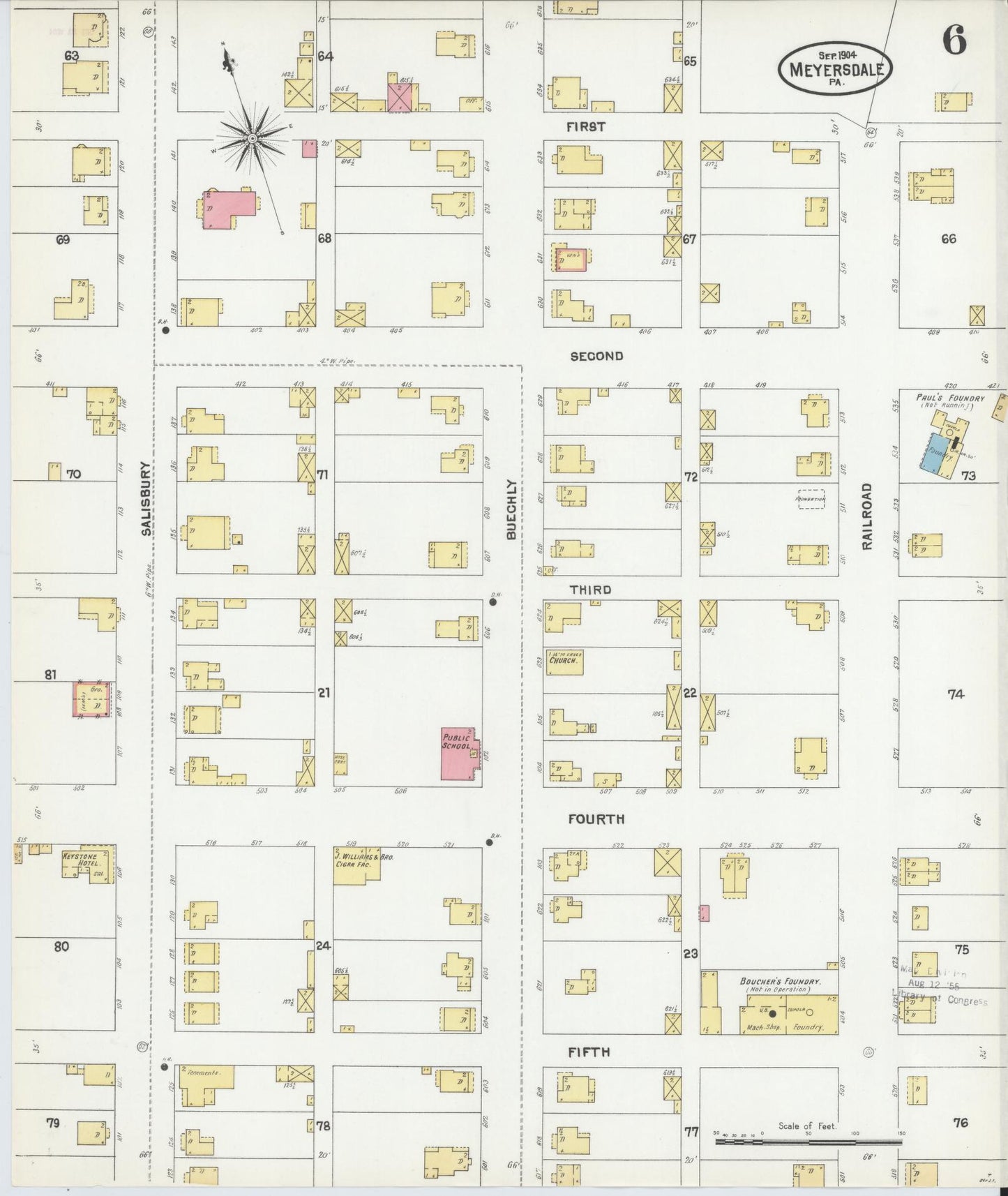 Sanborn Fire Insurance Map from Meyersdale, Somerset County, Pennsylvania (1904), Sheet #0006 - Complete Map Set gallery image, historic Sanborn map, vintage wall art, Pennsylvania Pennsylvania