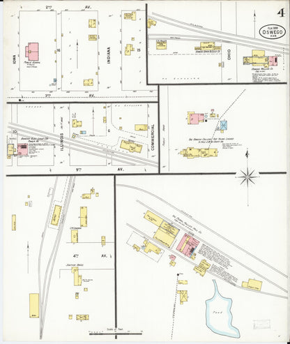Sanborn Fire Insurance Map from Oswego, Labette County, Kansas (1899), Sheet #0004 - Complete Map Set gallery image, historic Sanborn map, vintage wall art, Kansas Kansas