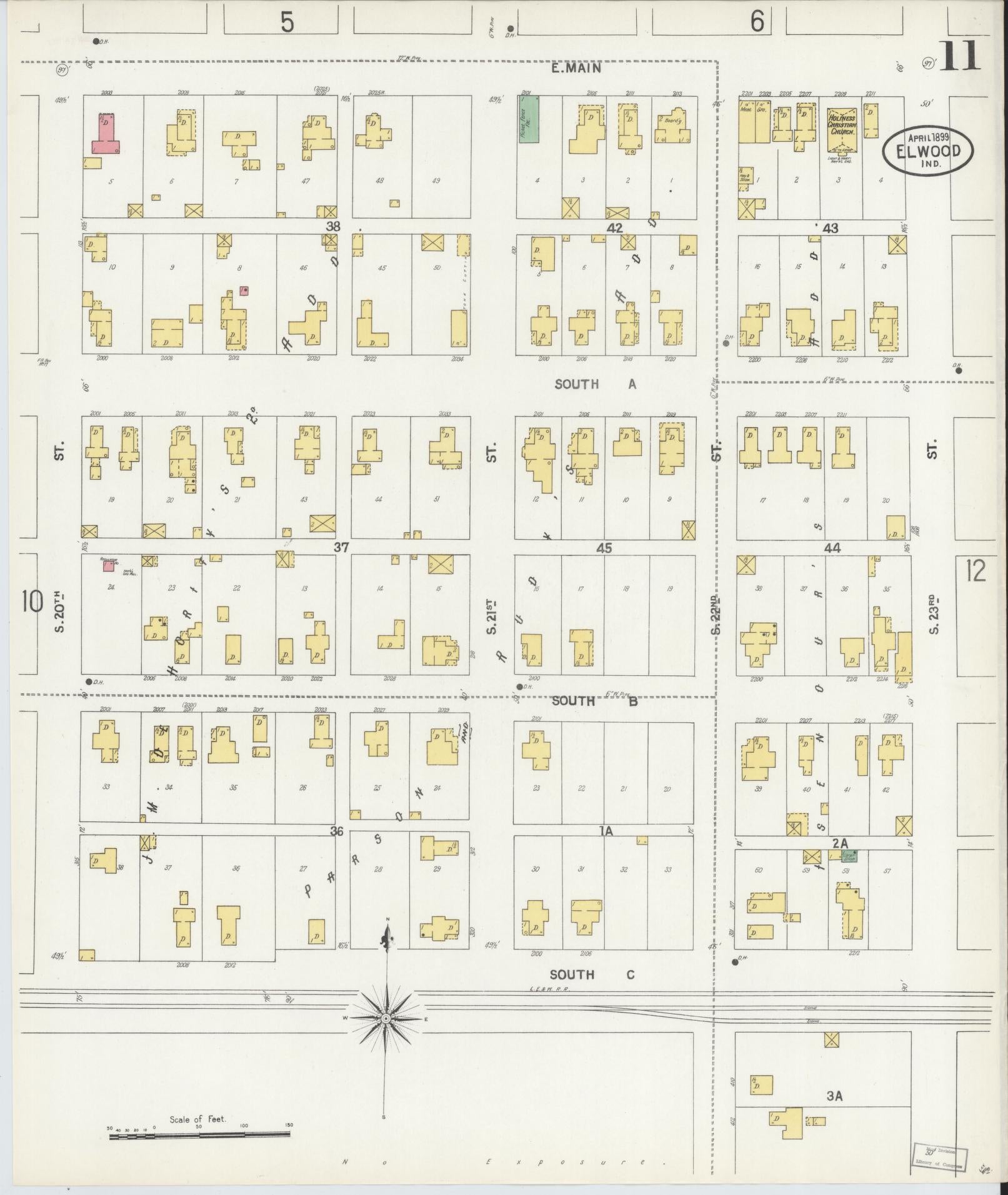 Sanborn Fire Insurance Map from Elwood, Madison County, Indiana (1899), Sheet #0011 - Complete Map Set gallery image, historic Sanborn map, vintage wall art, Indiana Indiana