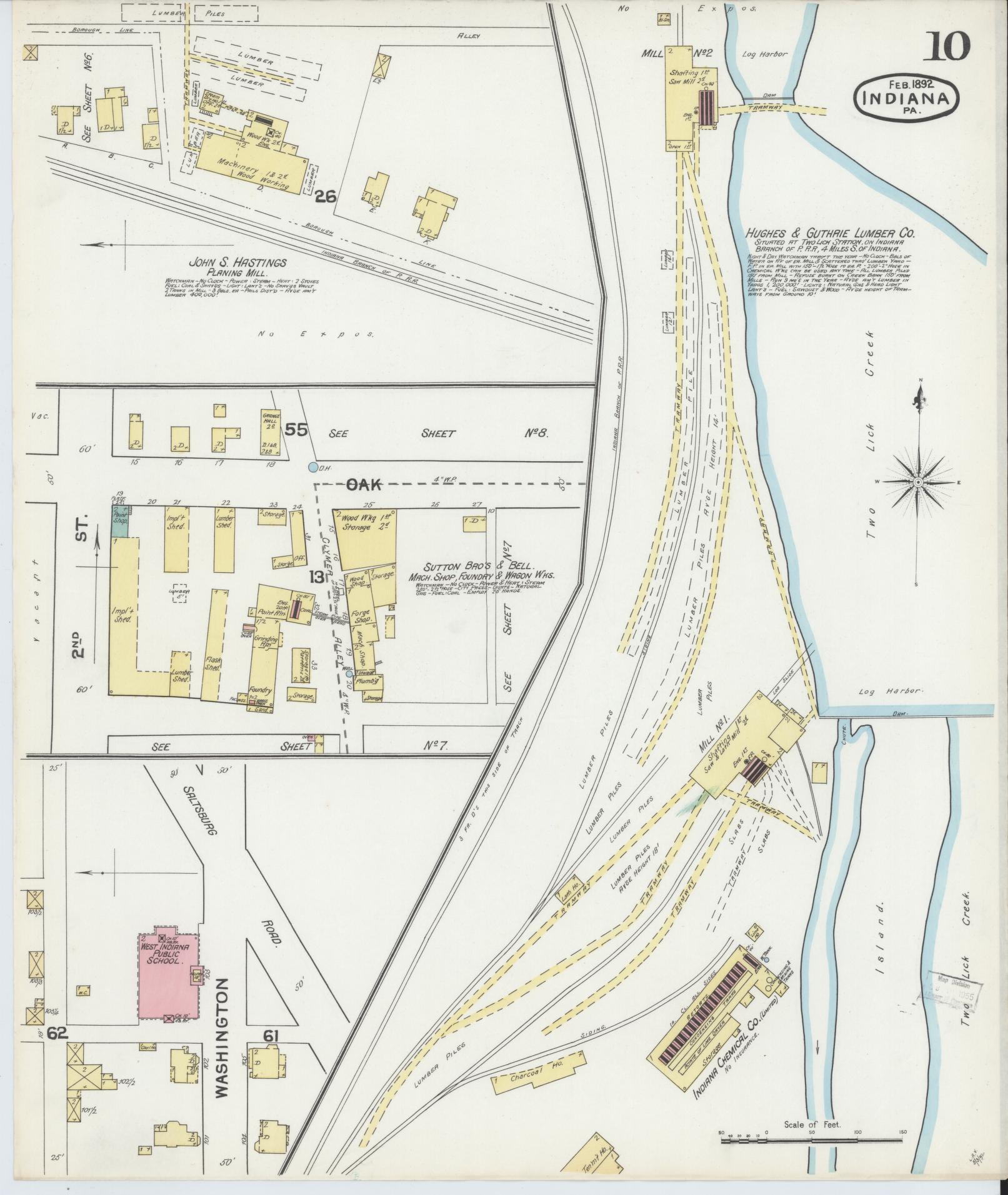 Sanborn Fire Insurance Map from Indiana, Indiana County, Pennsylvania (1892), Sheet #0010 - Historic Sanborn Fire Insurance Map Print, vintage old map wall art, antique decor, genealogy gift, Sanborn Fire Insurance Map from Indiana Indiana map