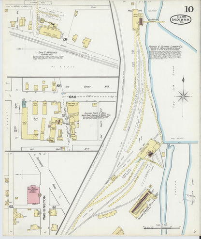 Sanborn Fire Insurance Map from Indiana, Indiana County, Pennsylvania (1892), Sheet #0010 - Historic Sanborn Fire Insurance Map Print, vintage old map wall art, antique decor, genealogy gift, Sanborn Fire Insurance Map from Indiana Indiana map