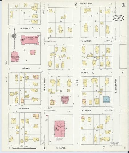 Sanborn Fire Insurance Map from Austin, Mower County, Minnesota (1910), Sheet #0003 - Historic Sanborn Fire Insurance Map Print, vintage old map wall art, antique decor, genealogy gift, Minnesota Minnesota map