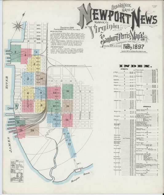 Sanborn Fire Insurance Map from Newport News, Independent Cities, Virginia. (1897) – Historic Sanborn Fire Insurance Map Print