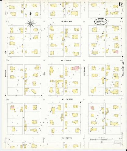 Sanborn Fire Insurance Map from Cedar Falls, Black Hawk County, Iowa (1909), Sheet #0008 - Historic Sanborn Fire Insurance Map Print