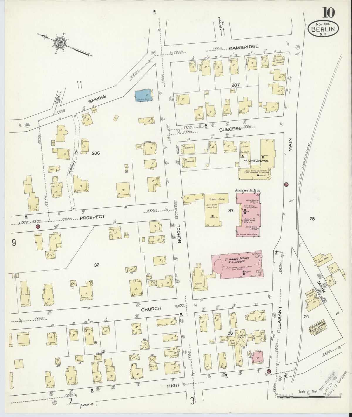 Sanborn Fire Insurance Map from Berlin, Coos County, New Hampshire (1914), Sheet #0010 - Complete Map Set gallery image, historic Sanborn map, vintage wall art, New Hampshire New Hampshire
