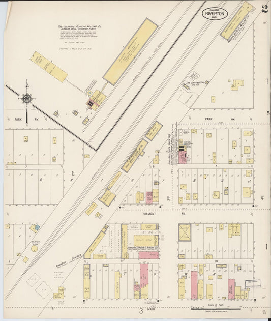Sanborn Fire Insurance Map from Riverton, Fremont County, Wyoming (1918), Sheet #0002 - Historic Sanborn Fire Insurance Map Print, vintage old map wall art, antique decor, genealogy gift, Wyoming Wyoming map