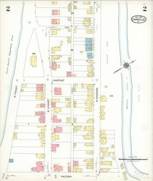 Sanborn Fire Insurance Map from Danville, Montour County, Pennsylvania (1923), Sheet #0002 - Historic Sanborn Fire Insurance Map Print, vintage old map wall art, antique decor, genealogy gift, Pennsylvania Pennsylvania map