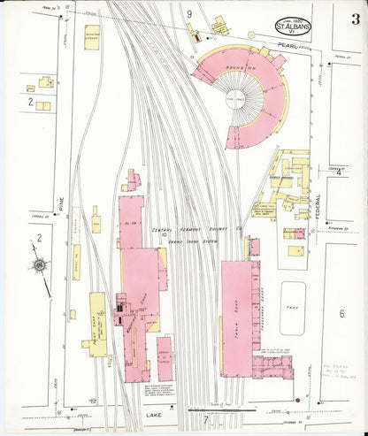 Sanborn Fire Insurance Map from Saint Albans, Franklin County, Vermont (1920), Sheet #0003 - Complete Map Set gallery image, historic Sanborn map, vintage wall art, Vermont Vermont