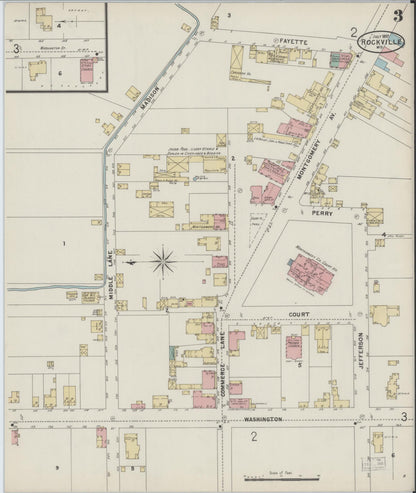 Sanborn Fire Insurance Map from Rockville, Montgomery County, Maryland (1897), Sheet #0003 - Complete Map Set gallery image, historic Sanborn map, vintage wall art, Maryland Maryland