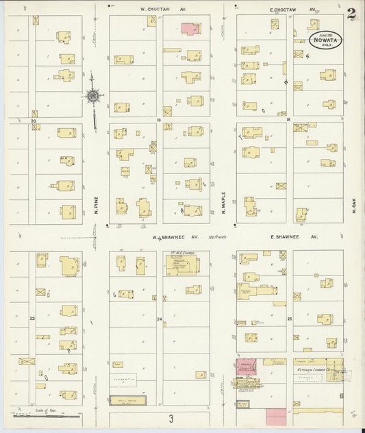 Sanborn Fire Insurance Map from Nowata, Nowata County, Oklahoma (1911), Sheet #0002 - Historic Sanborn Fire Insurance Map Print, vintage old map wall art, antique decor, genealogy gift, Oklahoma Oklahoma map