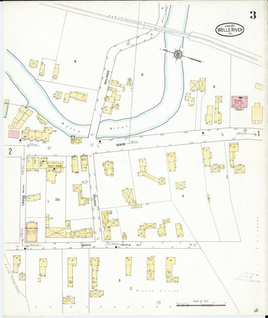 Sanborn Fire Insurance Map from Wells River, Orange County, Vermont (1912), Sheet #0003 - Historic Sanborn Fire Insurance Map Print, vintage old map wall art, antique decor, genealogy gift, Vermont Vermont map