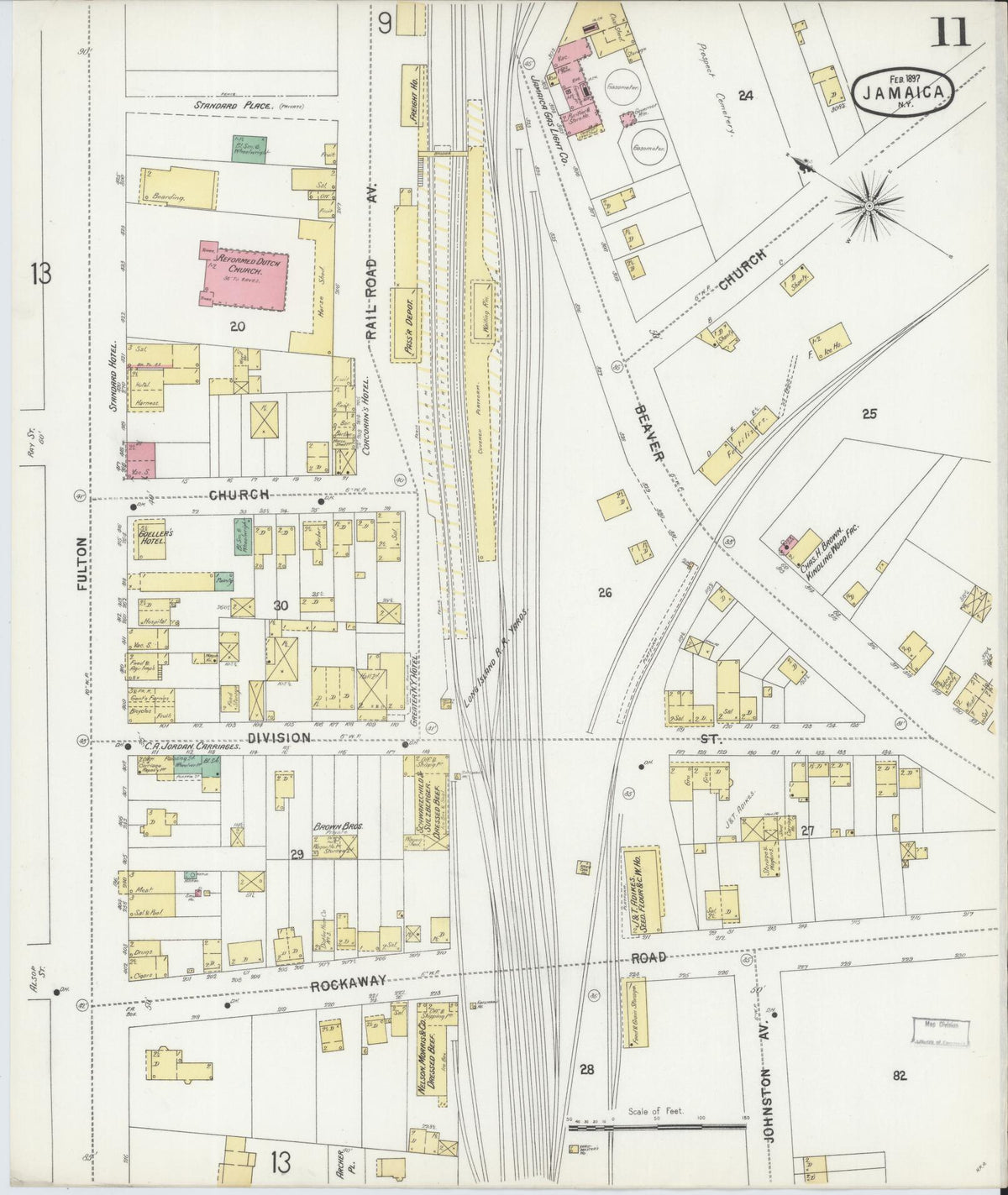 Sanborn Fire Insurance Map from Jamaica, Queens County, New York (1897), Sheet #0011 - Complete Map Set gallery image, historic Sanborn map, vintage wall art, New York New York