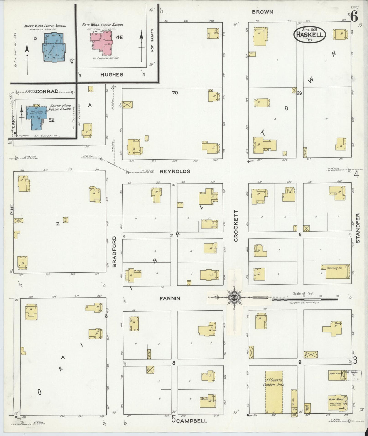 Sanborn Fire Insurance Map from Haskell, Haskell County, Texas (1921), Sheet #0006 - Complete Map Set gallery image, historic Sanborn map, vintage wall art, Texas Texas