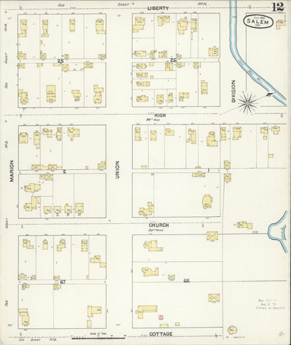 Sanborn Fire Insurance Map from Salem, Marion County, Oregon (1890), Sheet #0012 - Complete Map Set gallery image, historic Sanborn map, vintage wall art, Oregon Oregon