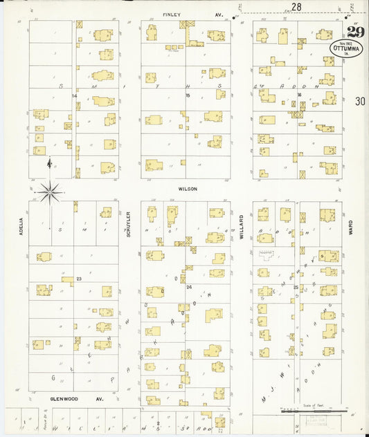 Sanborn Fire Insurance Map from Ottumwa, Wapello County, Iowa (1902), Sheet #0029 - Historic Sanborn Fire Insurance Map Print, vintage old map wall art