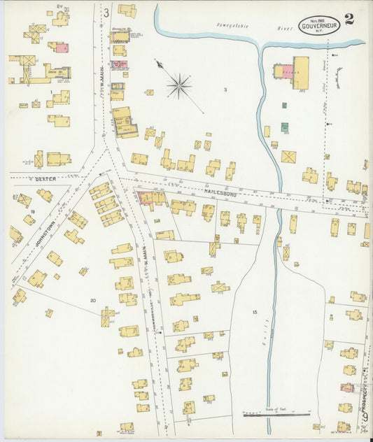 Sanborn Fire Insurance Map from Gouverneur, Saint Lawrence County, New York (1905), Sheet #0002 - Historic Sanborn Fire Insurance Map Print, vintage old map wall art, antique decor, genealogy gift, New York New York map
