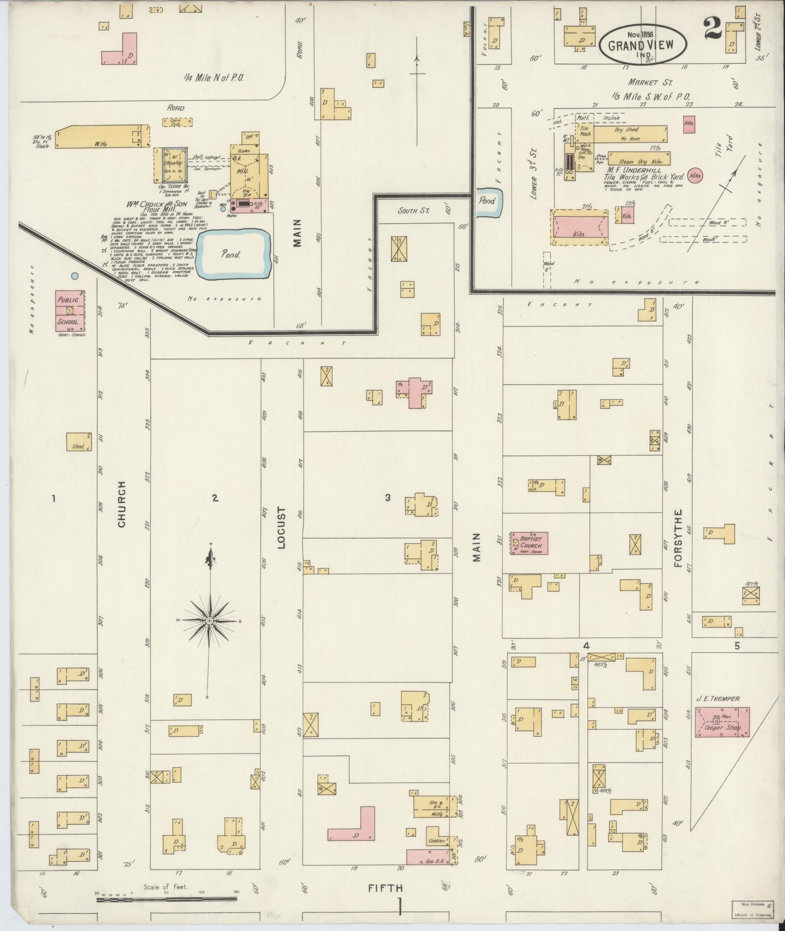 Sanborn Fire Insurance Map from Grand View, Spencer County, Indiana (1898), Sheet #0002 - Complete Map Set gallery image, historic Sanborn map, vintage wall art, Indiana Indiana