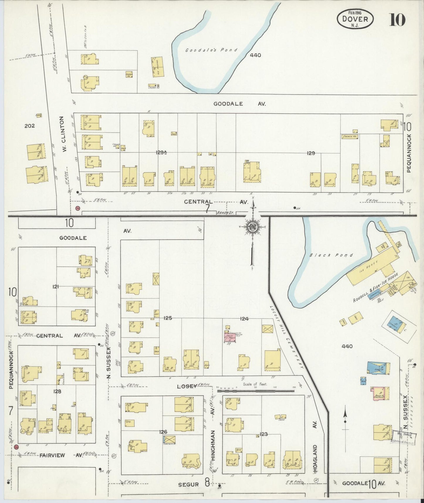 Sanborn Fire Insurance Map from Dover, Morris County, New Jersey (1916), Sheet #0010 - Complete Map Set gallery image, historic Sanborn map, vintage wall art, New Jersey New Jersey