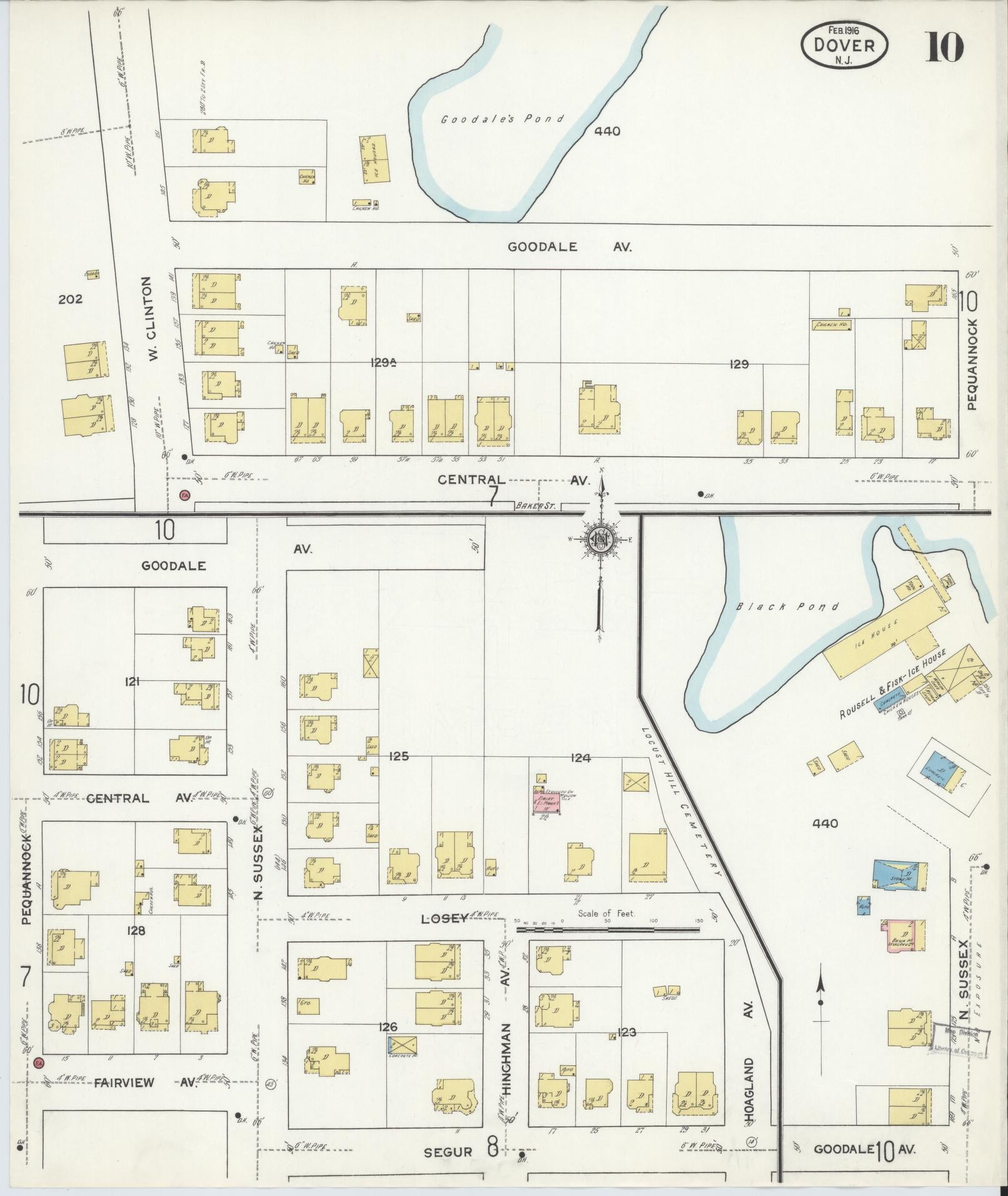 Sanborn Fire Insurance Map from Dover, Morris County, New Jersey (1916), Sheet #0010 - Complete Map Set gallery image, historic Sanborn map, vintage wall art, New Jersey New Jersey